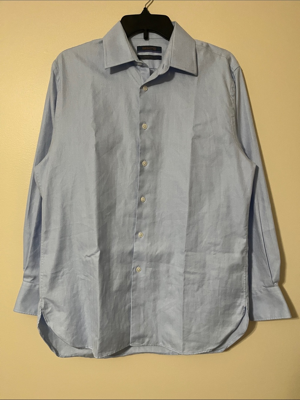 Broletto Men's Dress Shirt - Light Blue Point Collar Size 15 32/33